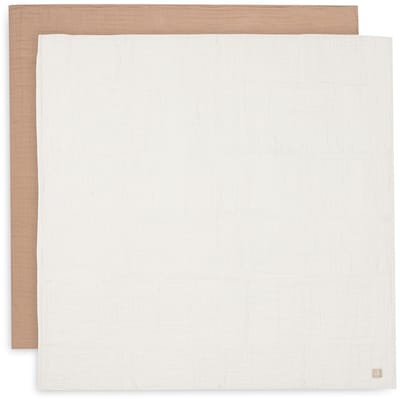 Jollein - Hydrofiele Doek Large 115x115cm - Inbakerdoek - Zacht Katoen - 2 Stuks - Biscuit/Ivory