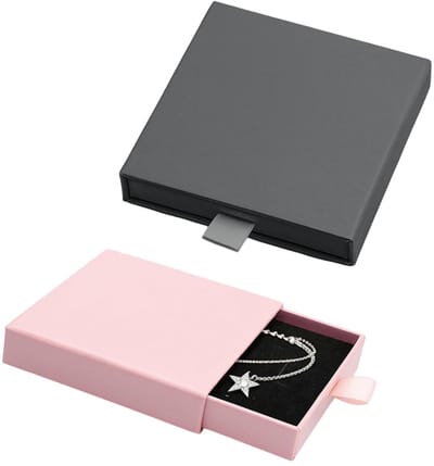 Dailygoods- Sieradendoosje Klein - 2 Stuks - Elegante Sieradendoos - Roze/Zwart - Voor Ringen/Oorbellen/Hangers - Stevig Karton - Sieradenbox