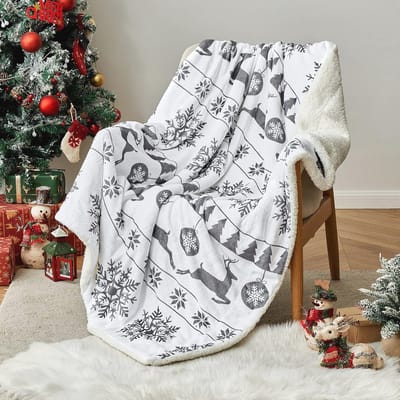 Dubbelzijdige Sherpa en Fleece Deken - Zachte Microvezel voor Slaapbank en Reizen - 125 x 150 cm - Grijs