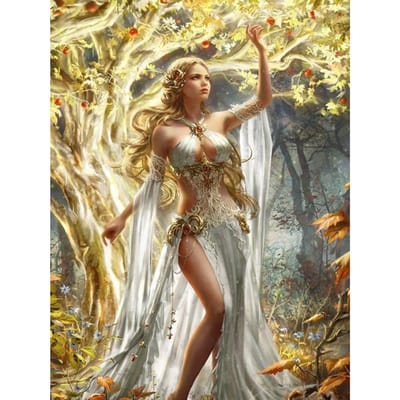 Diamant borduurwerk handwerk kruissteek volledige ronde diamant diy diamant schilderij sexy bos engel 20X30CM beige