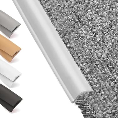 Zelfklevende vloerkleedrand, PVC overgangsstrips voor vloeren, randafwerking voor tapijt en houten vloeren, vloerbedekking randafwerking, wit (10 meter)