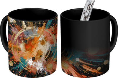 Magische Mok - Foto op Warmte Mokken - Koffiemok - Explosie - Verfstructuur - Goud - Abstract - Magic Mok - Beker - 350 ML - Theemok