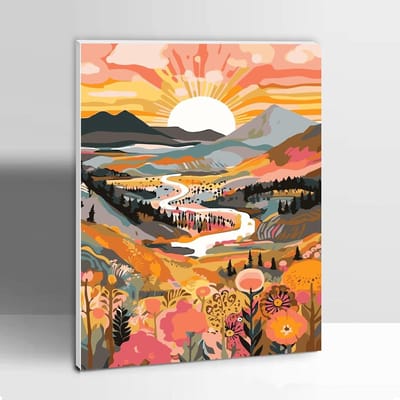 Paint by Numbers Kit voor Volwassenen en Kinderen - Schilderen op Nummer met Acrylverf en Penselen - Perfect Cadeau voor Wanddecoratie, 30x40cm Landschap met Houten Lijst - Vanaf 9 Jaar