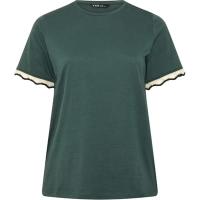 Yours Groen Metallic Tshirt Met Gehaakte Rand Size 42
