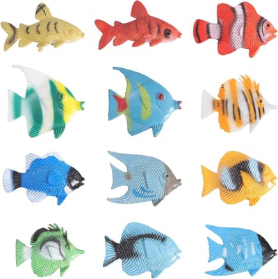 12 Stuks Plastic Mini Vissen Speelgoed - Simulatie Tropische Vissen Model voor Peuters en Kinderen, Educatief Speelgoed