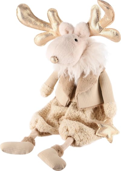 Dekoratief | Pop eland zittend, goud/beige, stof, 28x21x65cm | A245638