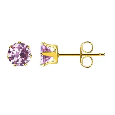 Aramat Jewels | Oorbellen | Stalen Oorbellen - Roze Zirkonia | Goudkleur / 3mm | | | Staal | Kinderen, Volwassenen | Verkleurd niet