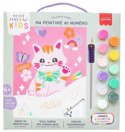 La Petite Epicerie Schilderen op nummer Kit voor kinderen “MANEKI NEKO” 300g H33xB25,5xL3,5cm genummerde schilderijenset | Creatief | Hobbyset | kinderen en volwassenen