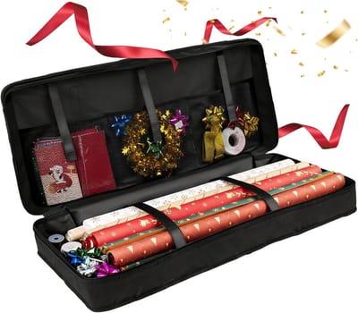 Zuxbolf Opbergtas voor Cadeaupapier, Cadeaupapier Organizer Kast 82x12x34cm Cadeau Rollen Opbergzak 600D - ShopVlot