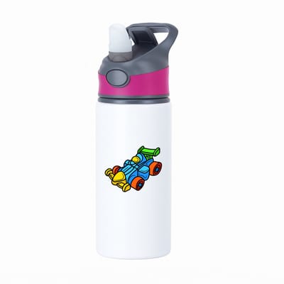 Hacebo® - Racewagen waterfles met rietje roze - Auto - Autosport liefhebbers - Voertuig - speelgoed auto's - water fles - 650ML
