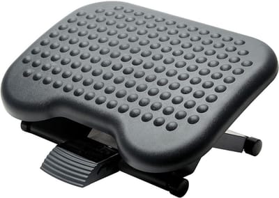 Famanu - Voetensteun voor op kantoor - In hoogte verstelbaar en kantelbaar - Antislip met massage-effect - Zwart - 46 x 36 cm