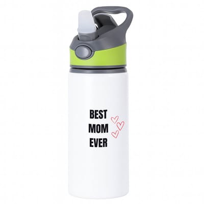 Hacebo® - best mom ever waterfles met rietje groen - Mama - cadeau mama - cadeau - verjaardag mama - water fles - 650ML