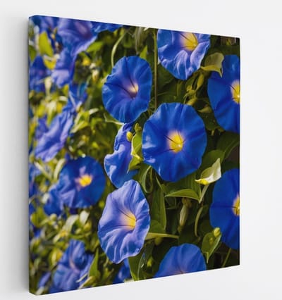 Saammp Canvas Schilderij - Blauwe Winde Bloemen - Natuur - Abstract - 20x20 - Foto op canvas - Wanddecoratie - Muurdecoratie Woonkamer - Kantoor Decoratie