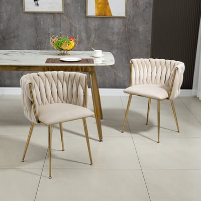 STILVORA Eetkamerstoel – Luxe Fluwelen Design – Set van 2 – Multifunctioneel met Anti-Slip Voetjes – Voor Eetkamer, Woonkamer en Slaapkamer – Ivoor