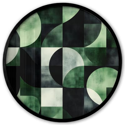 Poster in lijst Rond - Fotolijst 40x40 cm - Posters - Abstract - Groen - Vormen - Ronde posterlijst zwart - Decoratie - Wanddecoratie woonkamer - Muurdecoratie slaapkamer