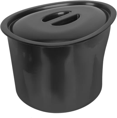 Toiletemmer met Deksel - Nachtpot Urinoir - Thuisgebruik Patiënten - Robuuste Plastic Constructie - 5 Liter - Zwart