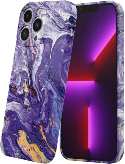 Smartphonica Telefoonhoesje Geschikt voor iPhone 13 Pro met Paars Goud Marmer Opdruk - Flexibel Softcase TPU - Backcover Case Paars Gold Marble Design geschikt voor iPhone 13 Pro