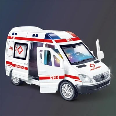 1:32 Ziekenhuis Reddingsambulance Politie Diecast Auto Model Met Terugtrekmechanisme Geluid Licht Speelgoed Cadeaus Jongensspeelgoed Auto Cadeau Voor Kinderen gray