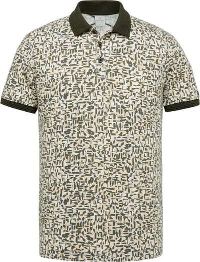 Cast Iron poloshirt groen geprint - S
