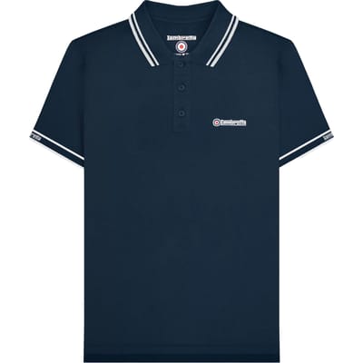 Lambretta Heren SS25 Gebrandmerkt Mouwen Poloshirt (Marine)