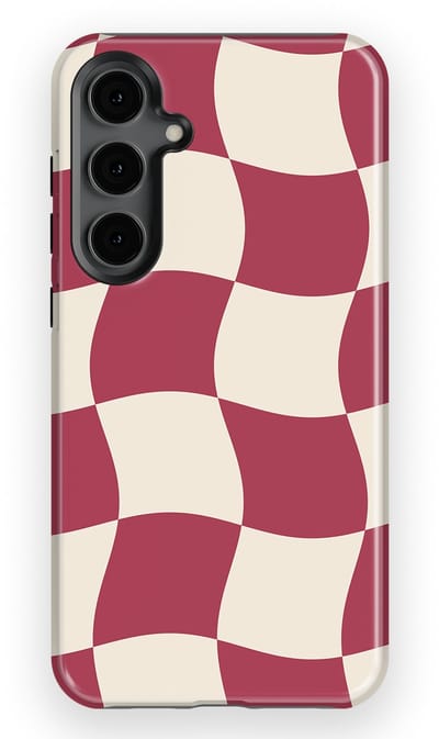 Checkered Warp Hoesje Samsung Galaxy S24 Plus | Geschikt Voor Mag | Uniek Design Hoesje | Beschermhoes Samsung Galaxy S24 Plus Crimson Wave