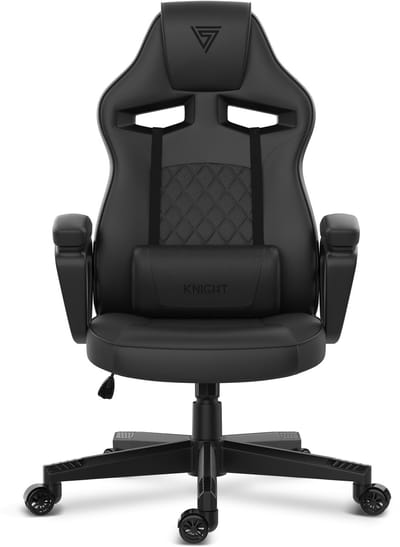 SENSE7 Knight Ergonomische bureaustoel - Gamingstoel - lendenkussen - In hoogte verstelbaar - Eco-leer - Duurzaam en comfortabel - Maximale belasting 120 kg - tot 180 cm lang - Zwart