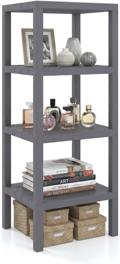 Opbergrek Badkamer Keuken Vrijstaand 4-Laags Organizer - Ruimtebesparend Verticaal Rek - Waterbestendig PP Materiaal - Smal Multifunctioneel Kastrek voor Badkamer, Keuken en Slaapkamer - Opbergkast, Stellingkast, Organizer Rek