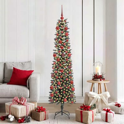 vidaXL - Kunstkerstboom - met - 300 - LED - Groen - 180 - cm - PVC - en - Plastic - en - Staal