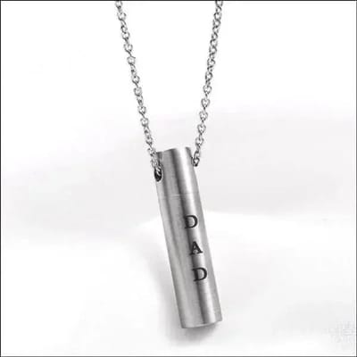 Aramat Jewels | Gedenkhangers | Stalen Ashanger Vader – Persoonlijk Gedenksieraad RVS | Ronde-Buis-Zilverkleur-3cm | |20mm | Staal | Volwassenen | Verkleurd niet