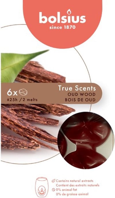 48 stuks Bolsius wax melts oud hout - oud wood geur (25 uur)
