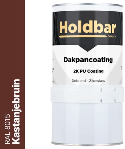 Holdbar Dakpancoating Kastanjebruin (RAL 8015) 1 Kg - Waterdicht - Vuil afstotend - UV-bestendig - Alle Kleuren - Dakpannen verven - Hecht op Steen, Beton, Dakpannen of Bestaande coating - 2 Componenten