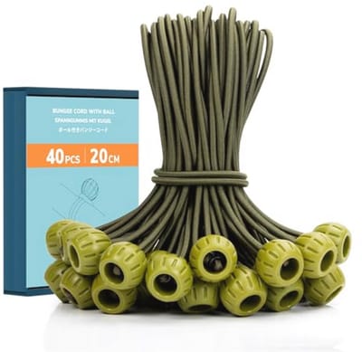 Spanrubbers met Bal - 40 Stuks - 20cm - Elastisch Koord voor Tenten, Dekzeilen, en Banners