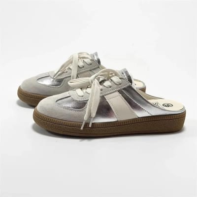 Dames Muiltjes Schoenen Instappers Ronde Neus Loafers Wandelsneakers Luie Klompen Platform Zomer Instapper Creeper Baotou Halve Pantoffels 40 zilver