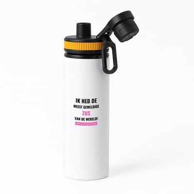 Hacebo® - ik heb de meest geweldige zus van wereld (klopt, deze mok heb ik van haar) waterfles met draaidop oranje - de meest geweldigste zus - verjaardagscadeau - verjaardag - cadeau - cadeautje voor zus - water fles - 850ML
