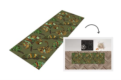 Keukenloper - Loper keuken - Patroon - Jungle - Kameleons - 150x50 cm - Keukenloper vinyl