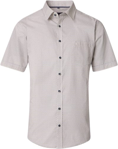 CASA MODA Sport casual fit overhemd - korte mouw - popeline - wit met groen en blauw dessin - Strijkvriendelijk - Boordmaat: 41 - 42