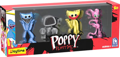 Roblox - Poppy Playtime - actiefiguren 4-Pack - Boogie Bot, Mommy Long Legs, Smiling Huggy Wuggy, Scary Huggy Wuggy - 4 cm groot