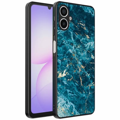 Geschikt voor Samsung Galaxy A07 Telefoonhoesje met marmer opdruk - TPU backcover case blue marble design - Blauw - Smartphonica geschikt voor Samsung Galaxy A07