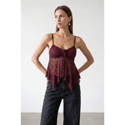 Kant strikvoorzijde mouwloze blouse
