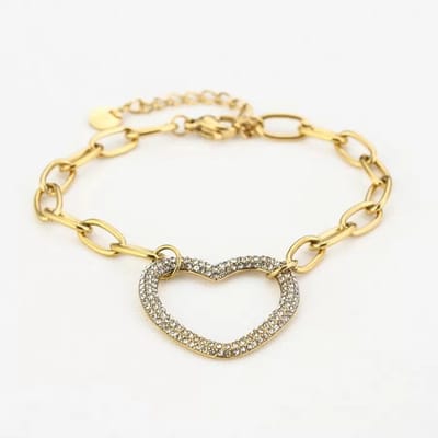 Bijoutheek Armband (sieraad) Schakel Hart Zirkonia Zilver