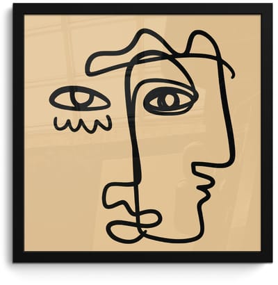 Poster in lijst - Fotolijst 40x40 cm - Posters - Overlappende profielen - Lichtbruin - Zwart - Posterlijst zwart - Decoratie - Wanddecoratie woonkamer - Muurdecoratie slaapkamer