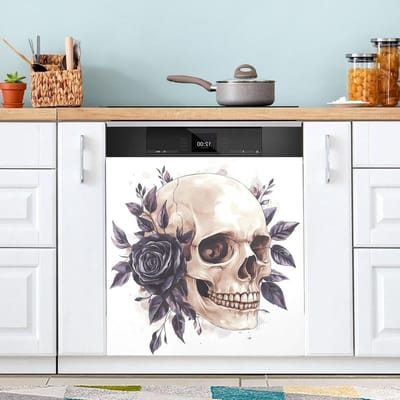 Vaatwasser Covers - Keuken Decoratie - Apparaat Verfraaien - Universele Pasvorm - 23 x 26 Inch - Paars Zwart Roos