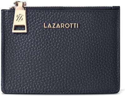 Lazarotti kaarthouder Bologna Leather Zip Etui 4 Card Slots Navy donkerblauw