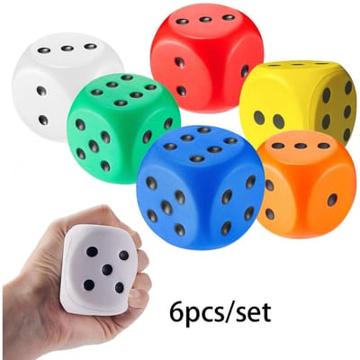 6/12 stuks/set Grote Schuimdobbelstenen Zachte Jumbo Stippeldobbelstenen 6-zijdige Schuimdobbelstenen Nep Jumbo Dobbelstenen Stuiterdobbelstenen blue