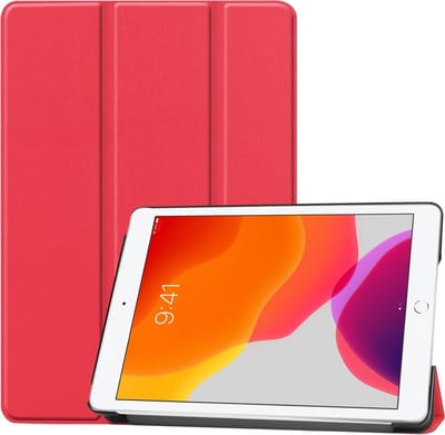 Hoesje - Geschikt voor Apple iPad 7 (2019) - 10.2 inch - 7e Generatie - Dun & Stevig - Hardcover Book Case - Trifold Bookcase Hoes - Hard Cover - Tablethoes - Rood