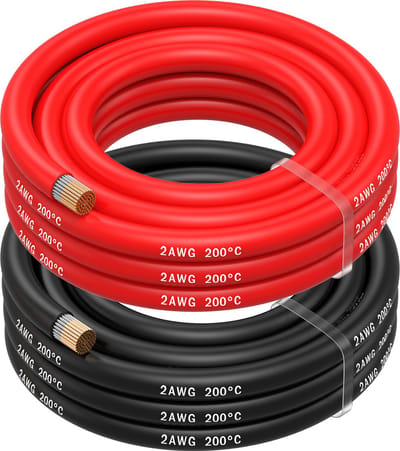 MMOBIEL 2 AWG Siliconen Elektrische Draad - 2 Gauge (33,6mm²) Vertinde Koperkabel - 2 Aparte Draden Rood & Zwart Elk 2,5 m voor Koelkasten, Airconditioners, Autobatterijen, Lasbatterijen