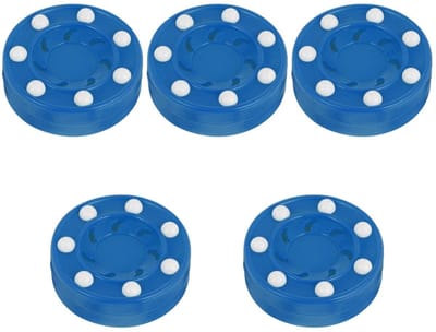 Unyqoos® Set van vijf blauwe hockeypucks voor binnen- en buitentraining