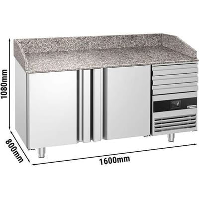 GGM Gastro Pizzakühltisch PREMIUM - 1600x800mm - mit 2 Türen & 3 Schubladen