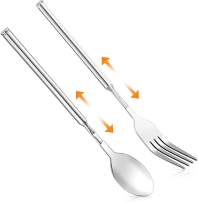 Telescopische Vork en Lepel Set - Uittrekbare RVS Bestek voor BBQ en Toasten (20-64cm)