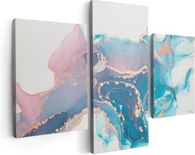 Artaza Canvas Schilderij Drieluik Abstracte Kunst van Marmer - 90x60 - Foto Op Canvas - Canvas Print